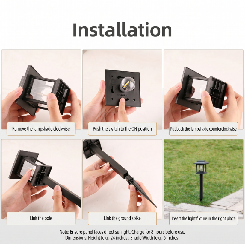 Luxury Solar Outdoor LED Path Lights IP44 Waterproof